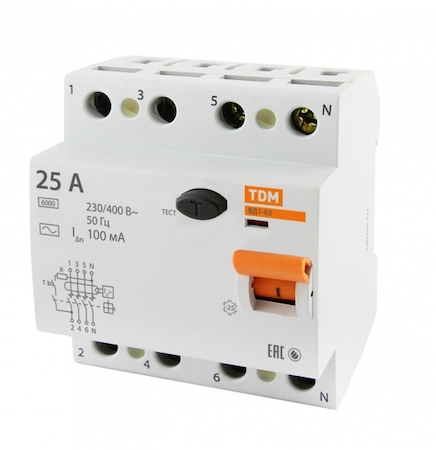 TDM ELECTRIC SQ0203-0029 Устройство защитного отключения ВД1-63 4Р 25А 100мА TDM